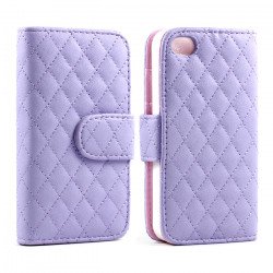 iPhone 4S / 4 Square Flip Leather Wallet Case (Purple)